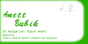 anett bubik business card